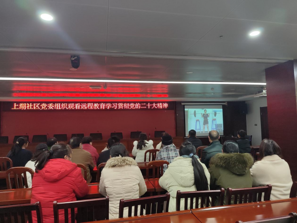 舜耕镇上湖社区党委组织观看远程教育学习贯彻党的二十大精神
