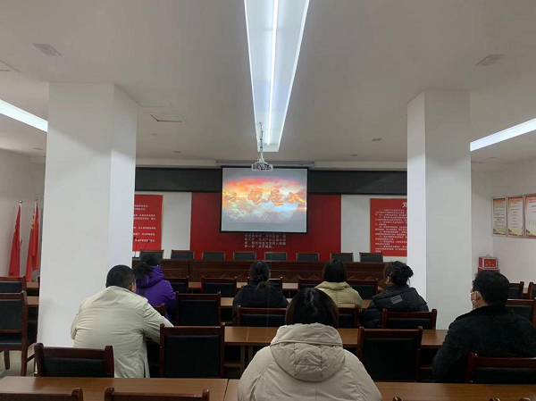 下陶社区党支部观看省委组织部遴选的20部优秀党员教育电视片